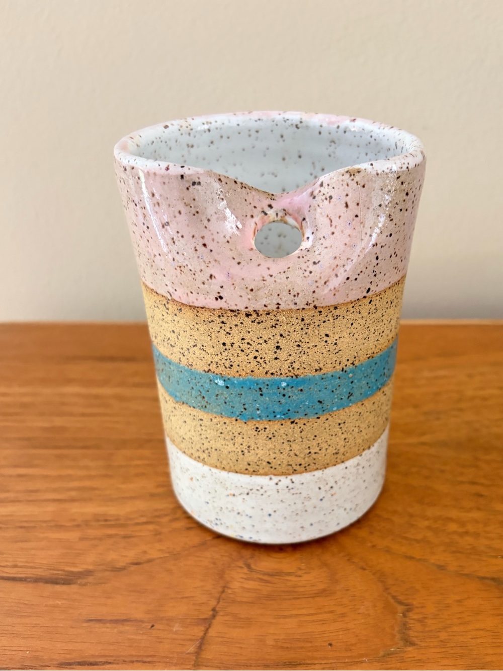 Handmade Ceramic Straw Cup / Tumbler - Pastel Speckled